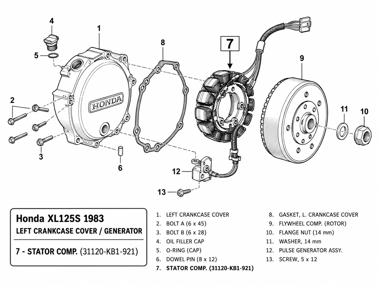 Statore alternatore originale Honda 31120KB1921