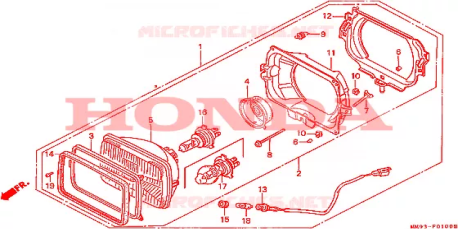 Gruppo faro (12V 60/55W) Honda 33100MS6612