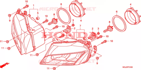 Unità faro destra Honda 33102MGJD01