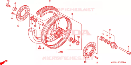 Disco freno anteriore sinistro Honda 45351MBL611