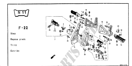 Pedana sinistra completa Honda 50640MJ4000