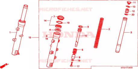 Gruppo forcella anteriore destra Honda 51400KFG003