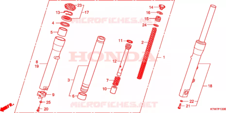Tubo forcella anteriore completo Honda 51410KTW902