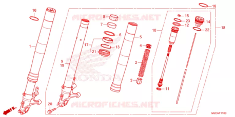 Tubo esterno/fodero forcella rovesciata Honda 51410MJCA11