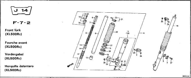 Fodero inferiore destro forcella Honda 51420MC4003