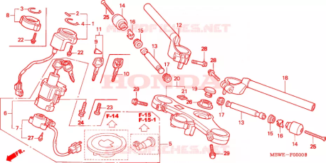 Semimanubrio destro Honda 53100MBWD20