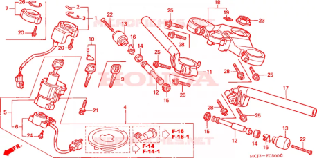 Semimanubrio destro Honda 53100MCJ000